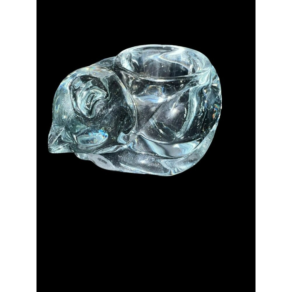Vintage Indiana Glass Cat Votive Tea Light Candle Holder 5" x 3"